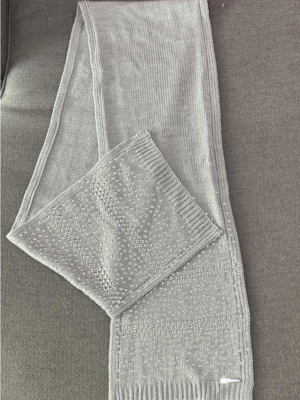 Michael Kors Knit Scarf in Light Grey with Silver Rivets